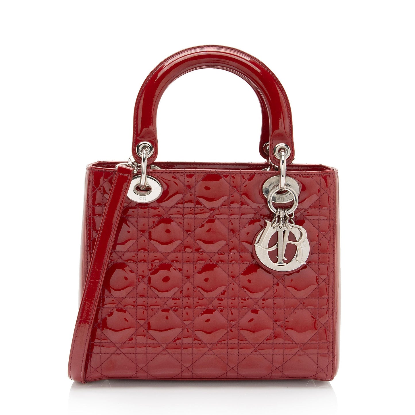 Dior Lady Tote Shf Km7Orb Leather Patent Medium Tote Bag