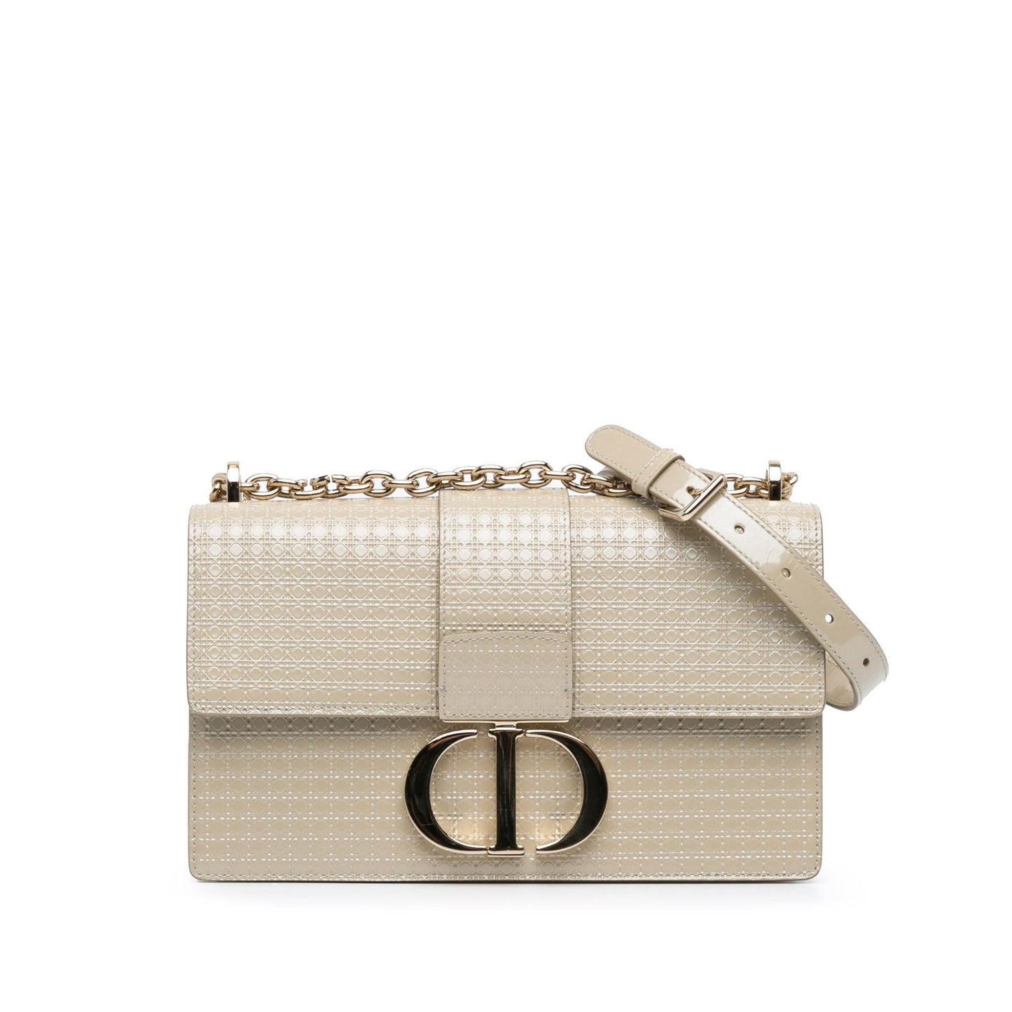 Dior Microcannage Montaigne Crossbody Bag Patent Chain Flap