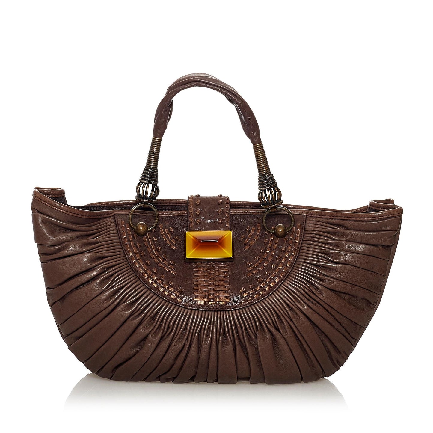 Dior Plisse Handbag Shg Leather Satchel Bag