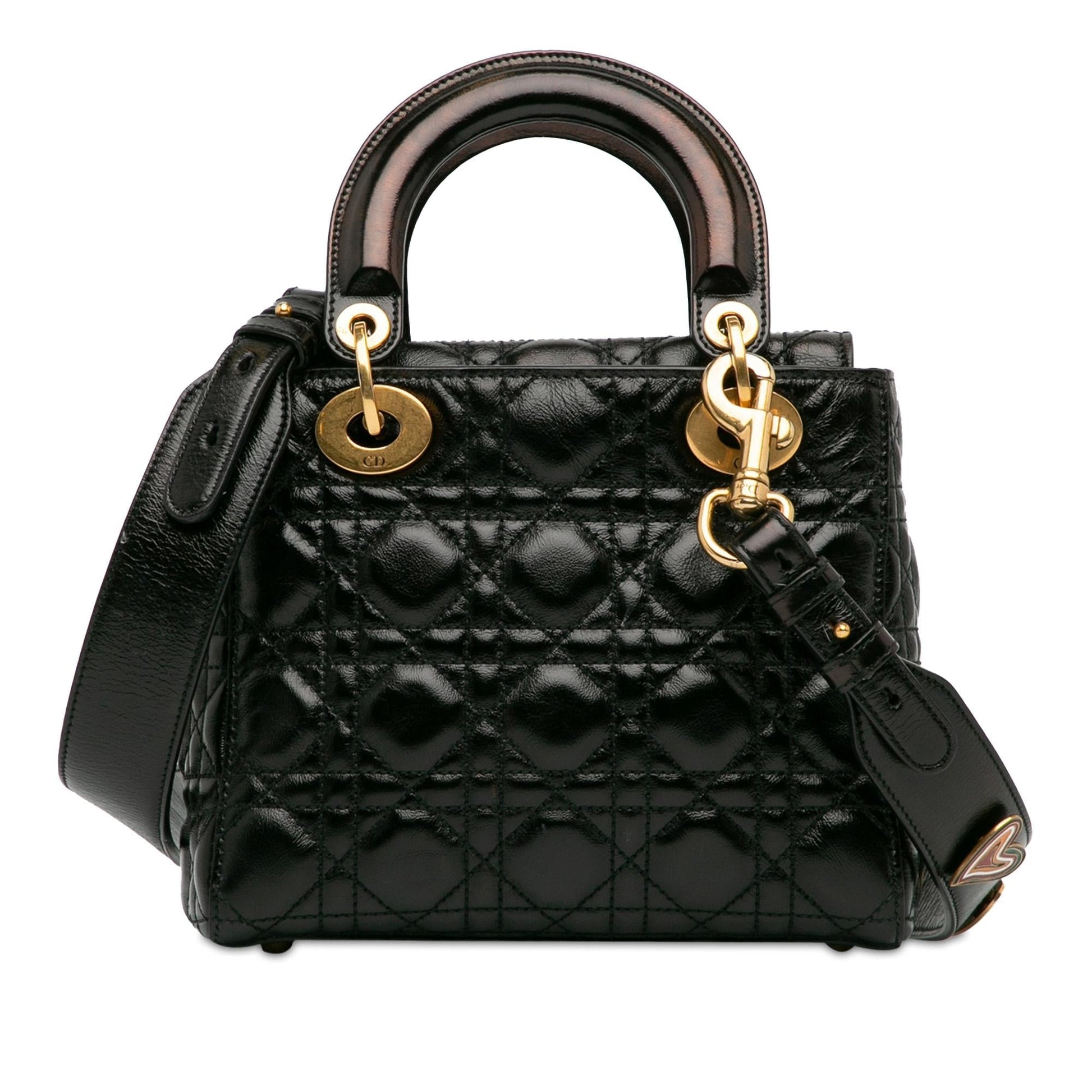 Dior Crinkled Cannage Lucky Badges My Lady Shg Hlarbp Patent Small Satchel Bag