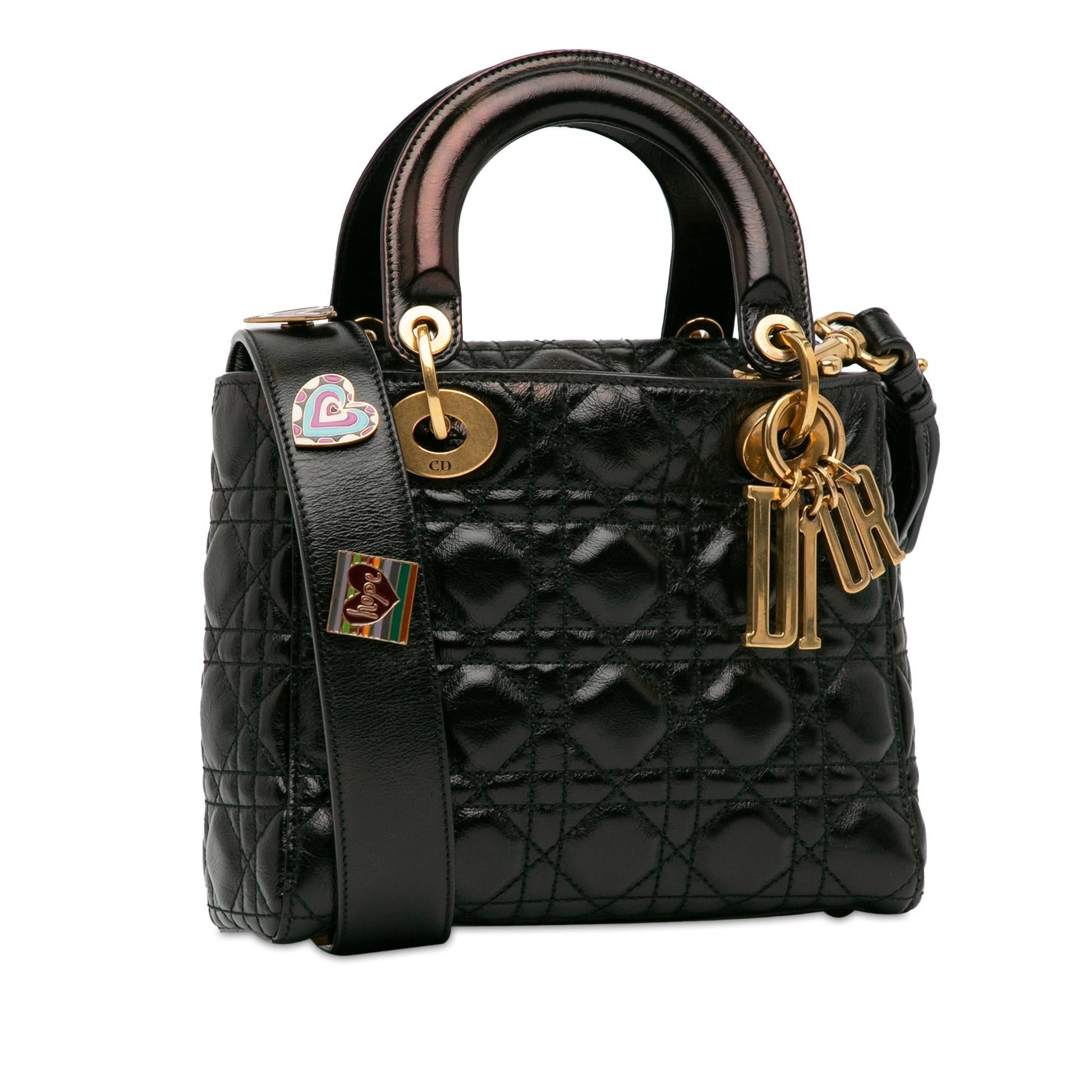 Dior Crinkled Cannage Lucky Badges My Lady Shg Hlarbp Patent Small Satchel Bag