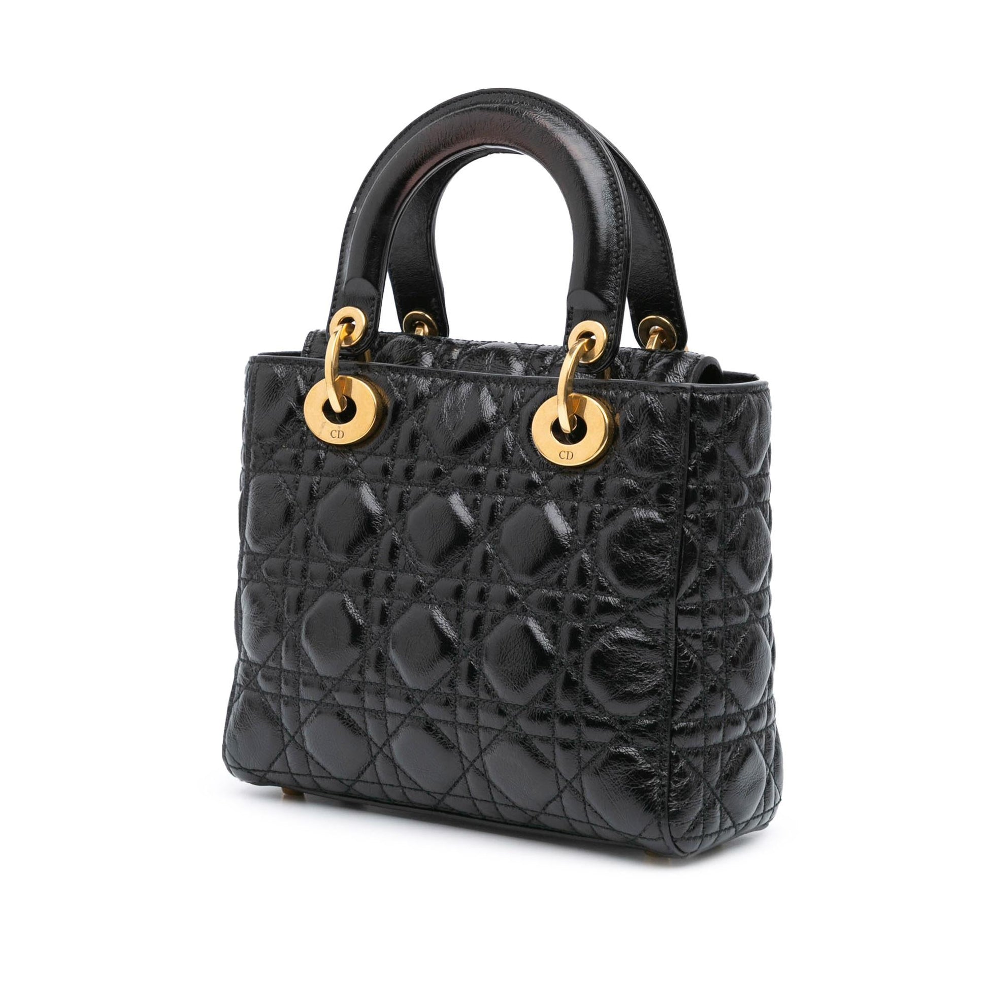 Dior Crinkled Cannage My Abc Lady Satchel Bag Patent Small