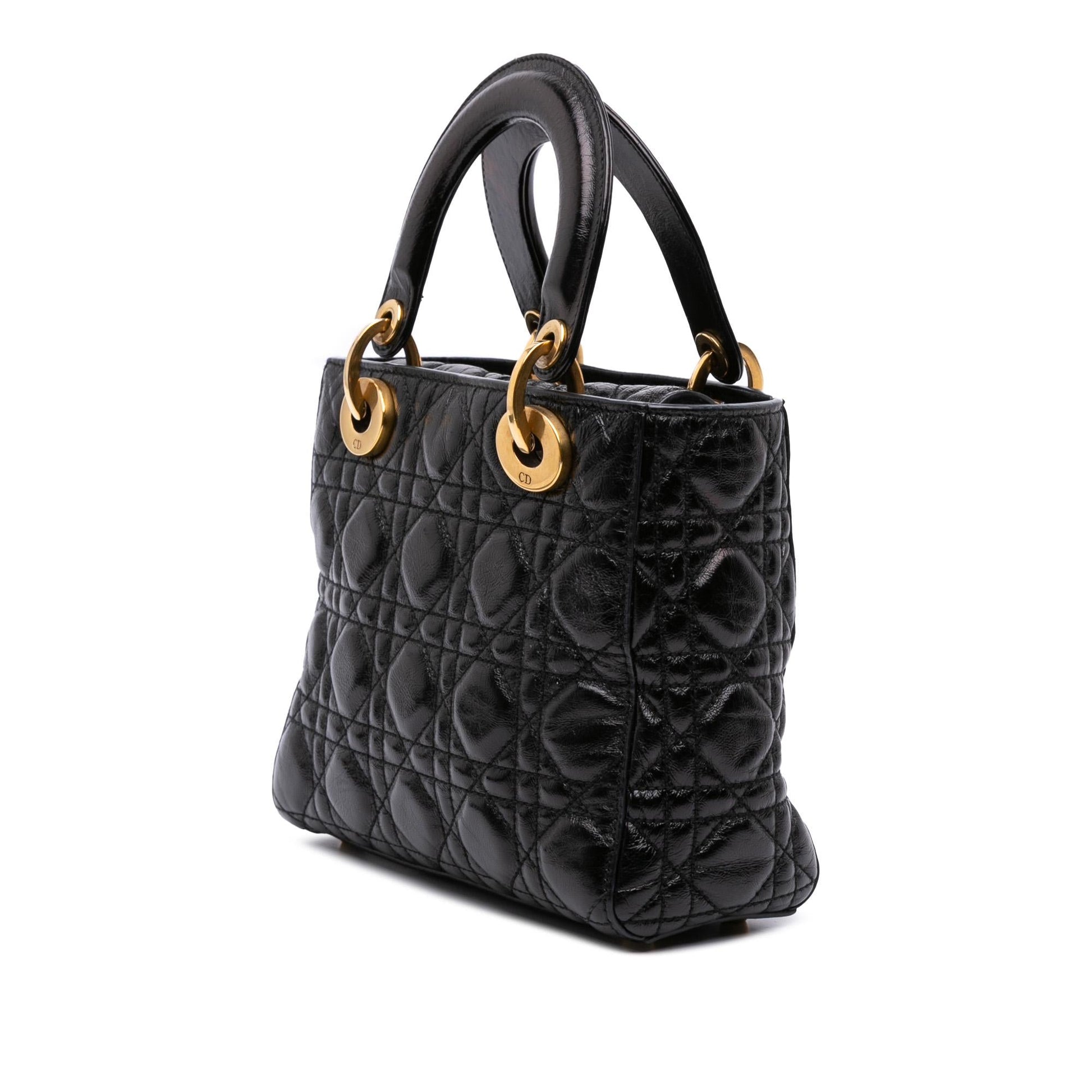 Dior Crinkled Cannage My Abc Lady Satchel Bag Patent Small Lady Dior 3