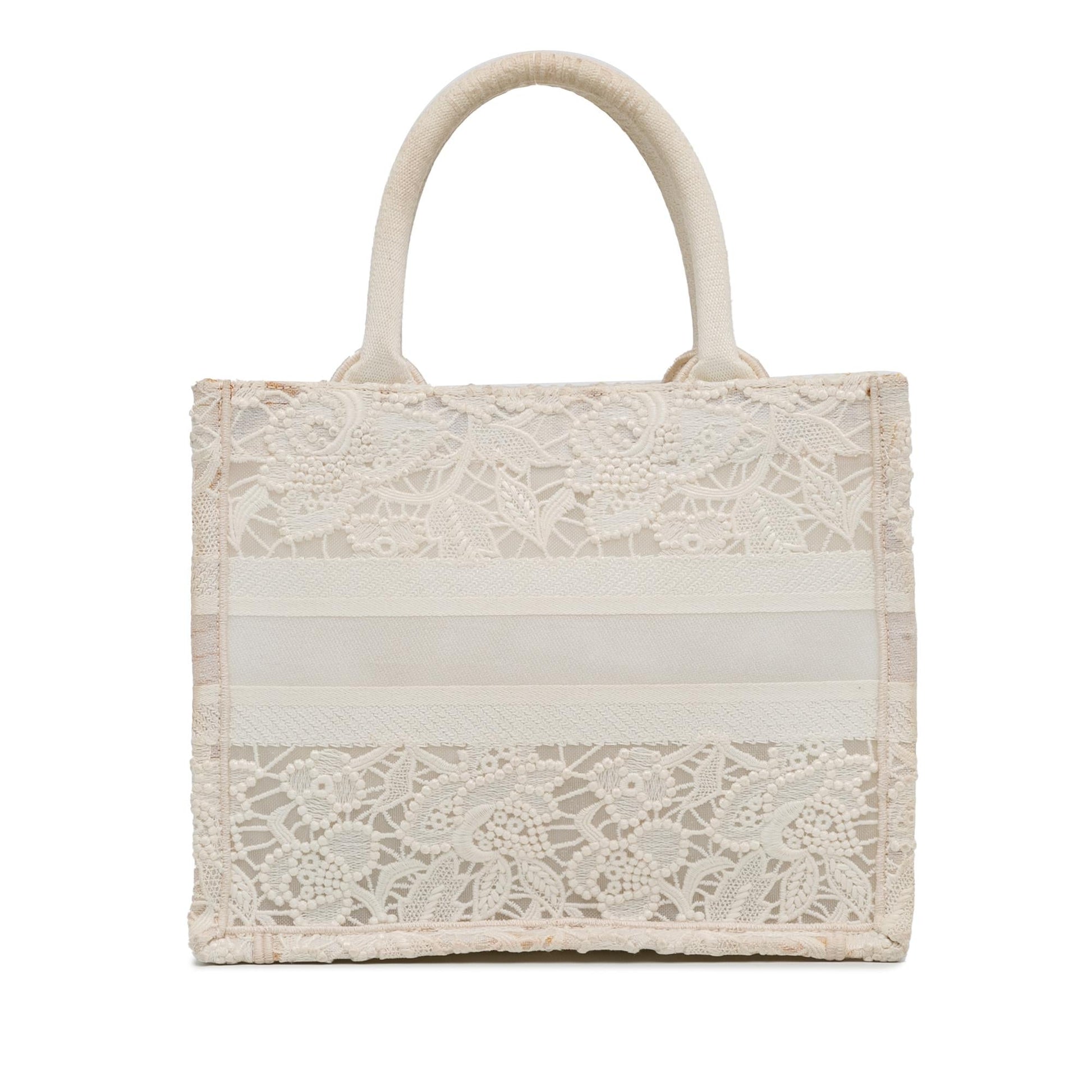 Dior Lace Embroidery Book Tote Small Tote Bag