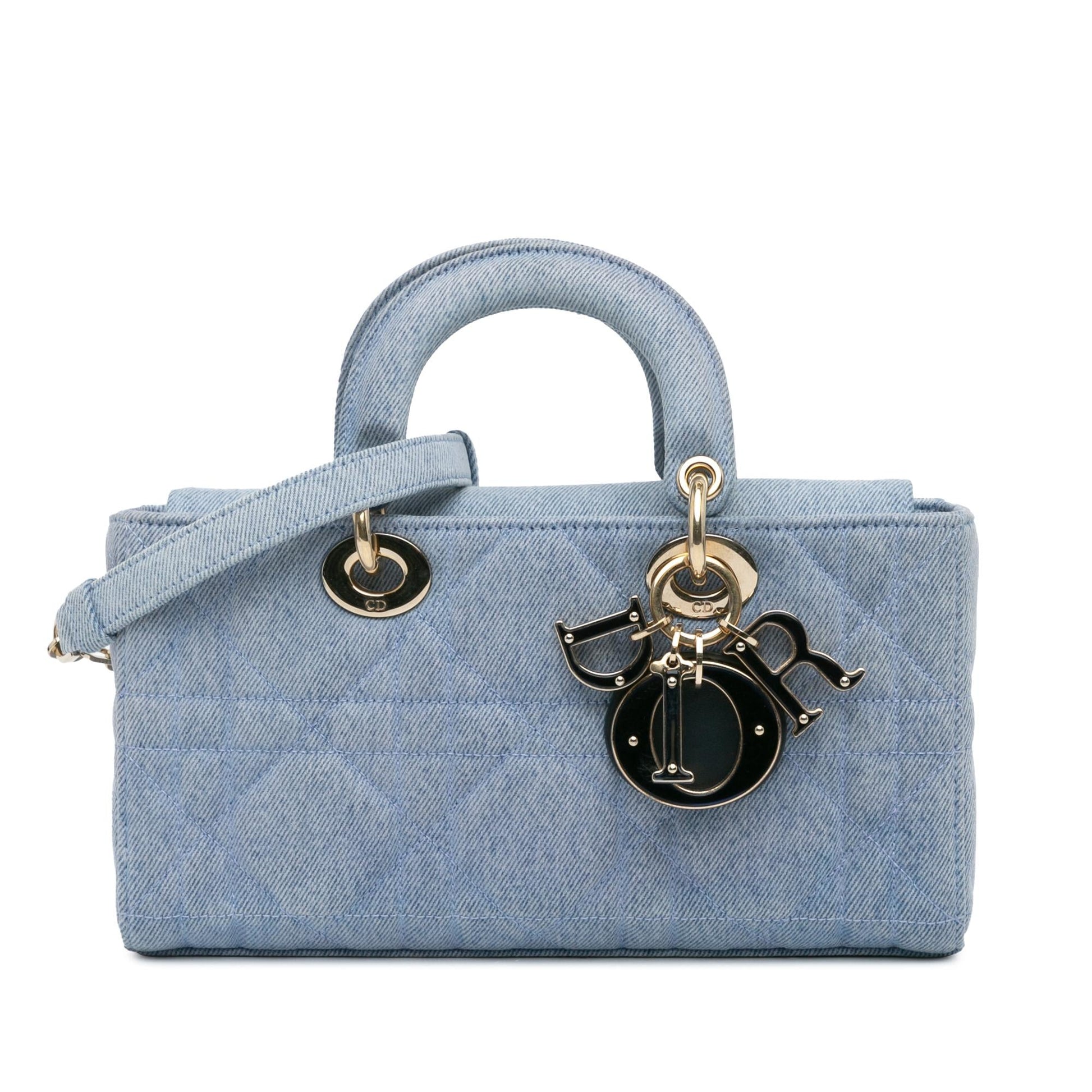 Dior Macrocannage Lady Joy Satchel Bag Denim Small