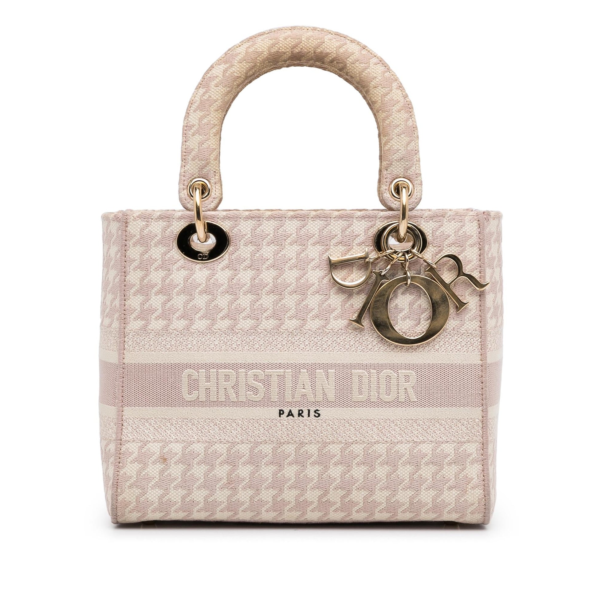 Dior Houndstooth Lady Lite Satchel Bag Small D Lite 1