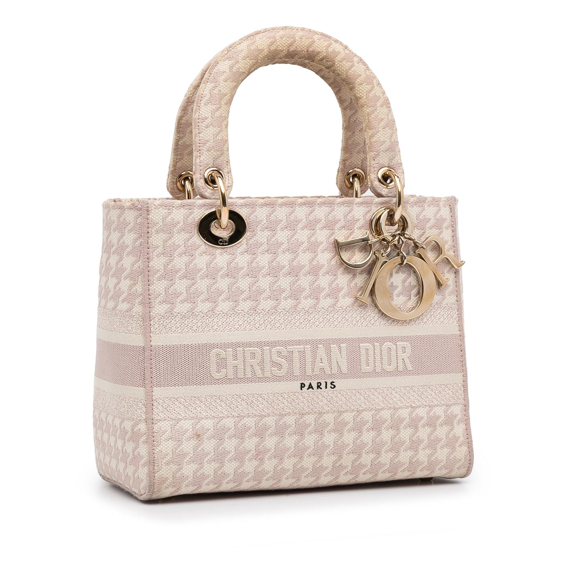 Dior Houndstooth Lady Lite Satchel Bag Small D Lite 3