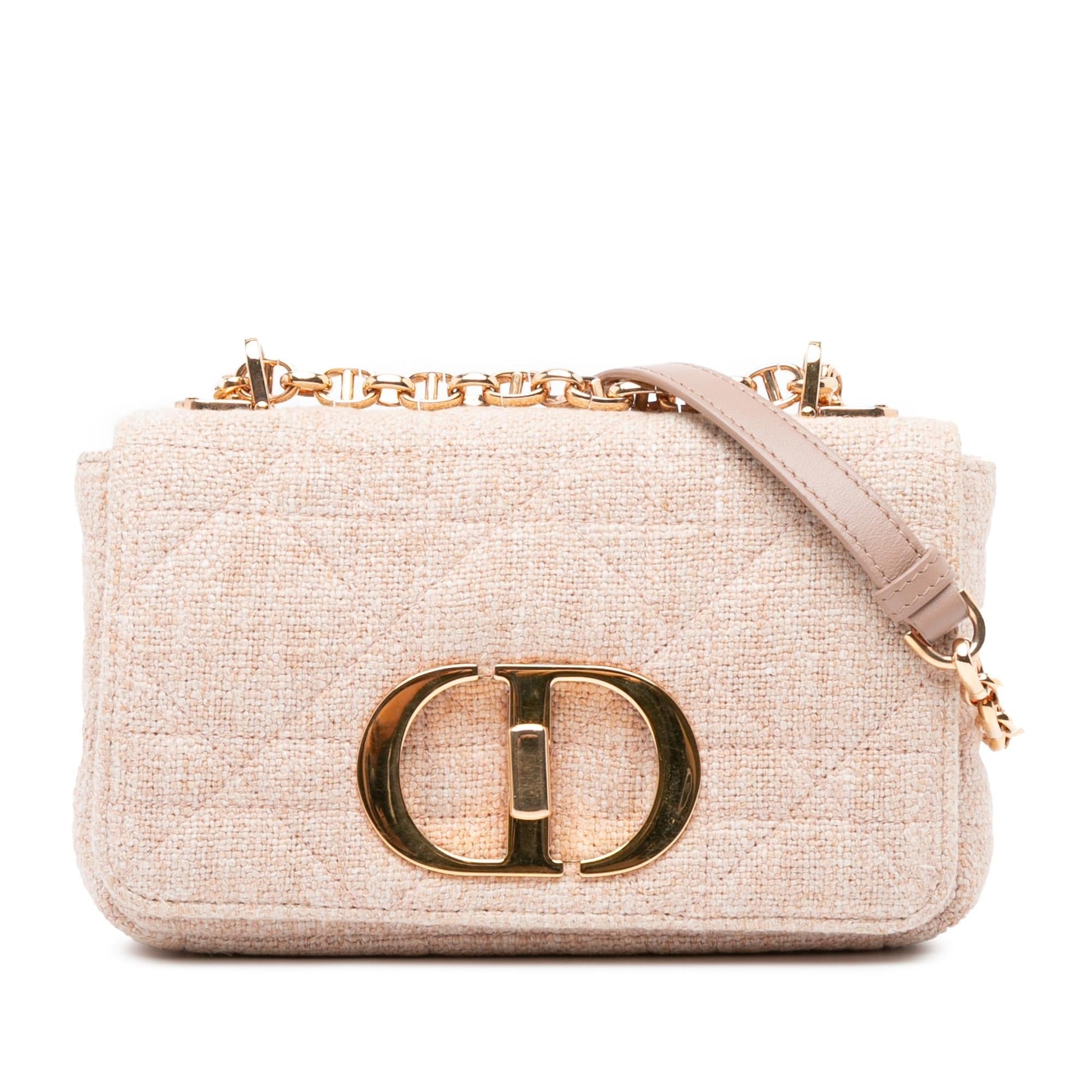 Dior Linen Macrocannage Caro Bag Small Crossbody Bag