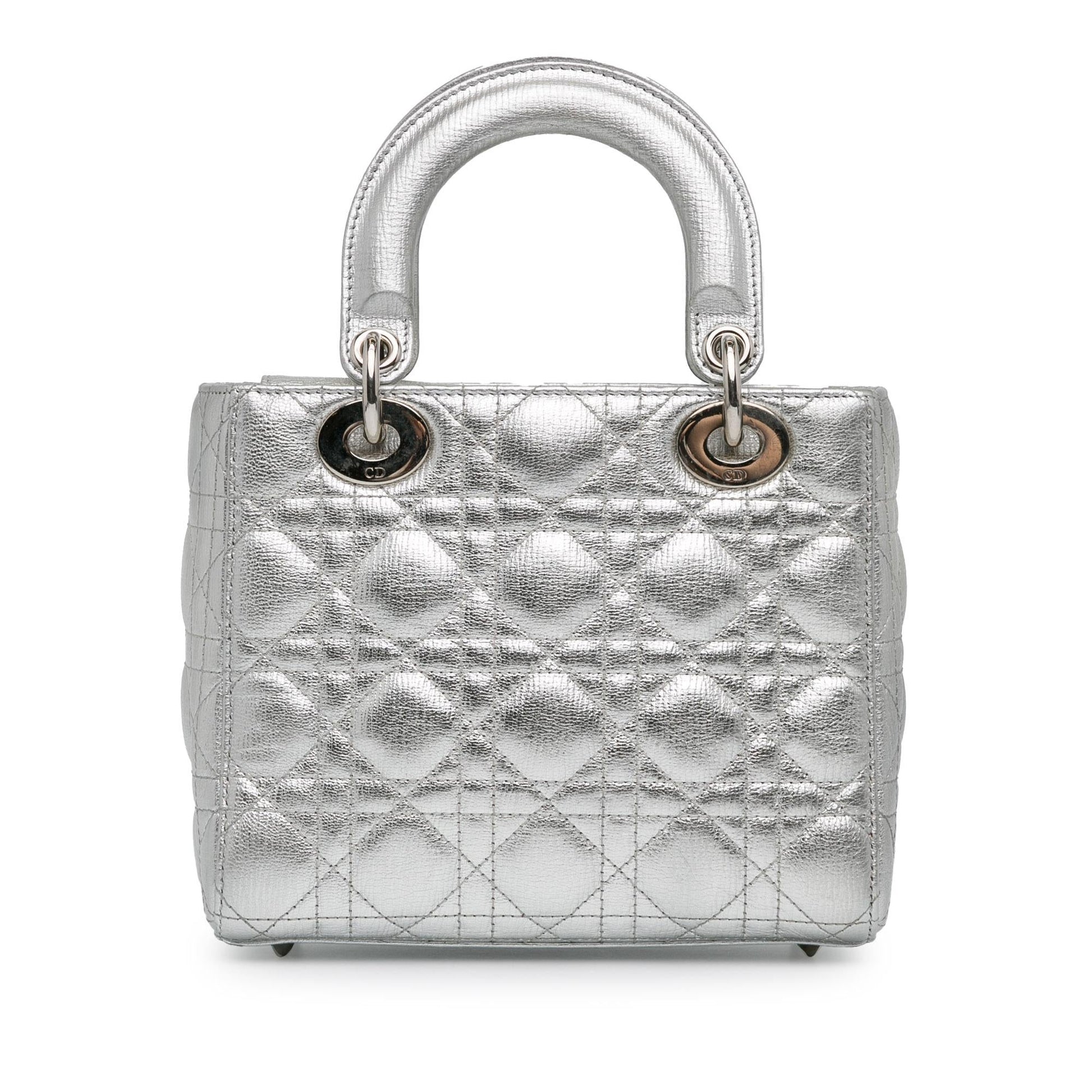 Dior Metallic Grained Calfskin Cannage Lucky Badges My Lady Small Satchel Bag
