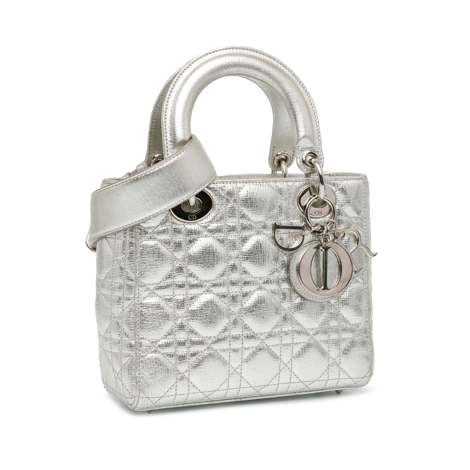 Dior Metallic Grained Calfskin Cannage Lucky Badges My Lady Small Satchel Bag Dior Shg Bwyb1W