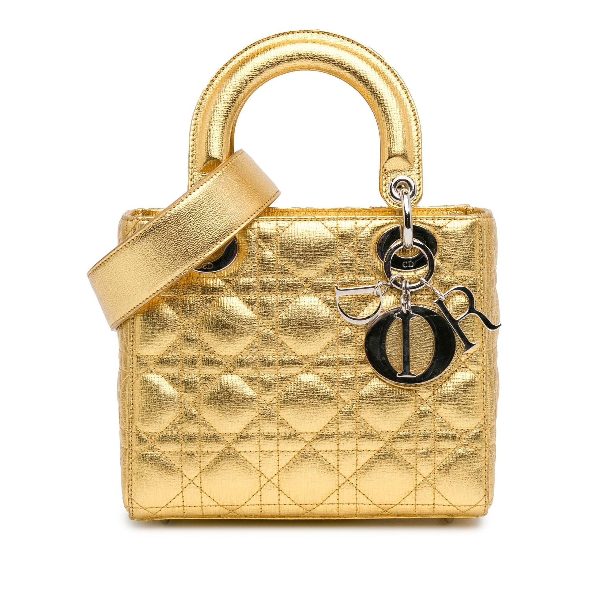 Dior Metallic Grained Calfskin Cannage Lucky Badges My Lady Small Satchel Bag Dior Shg G4Rqan