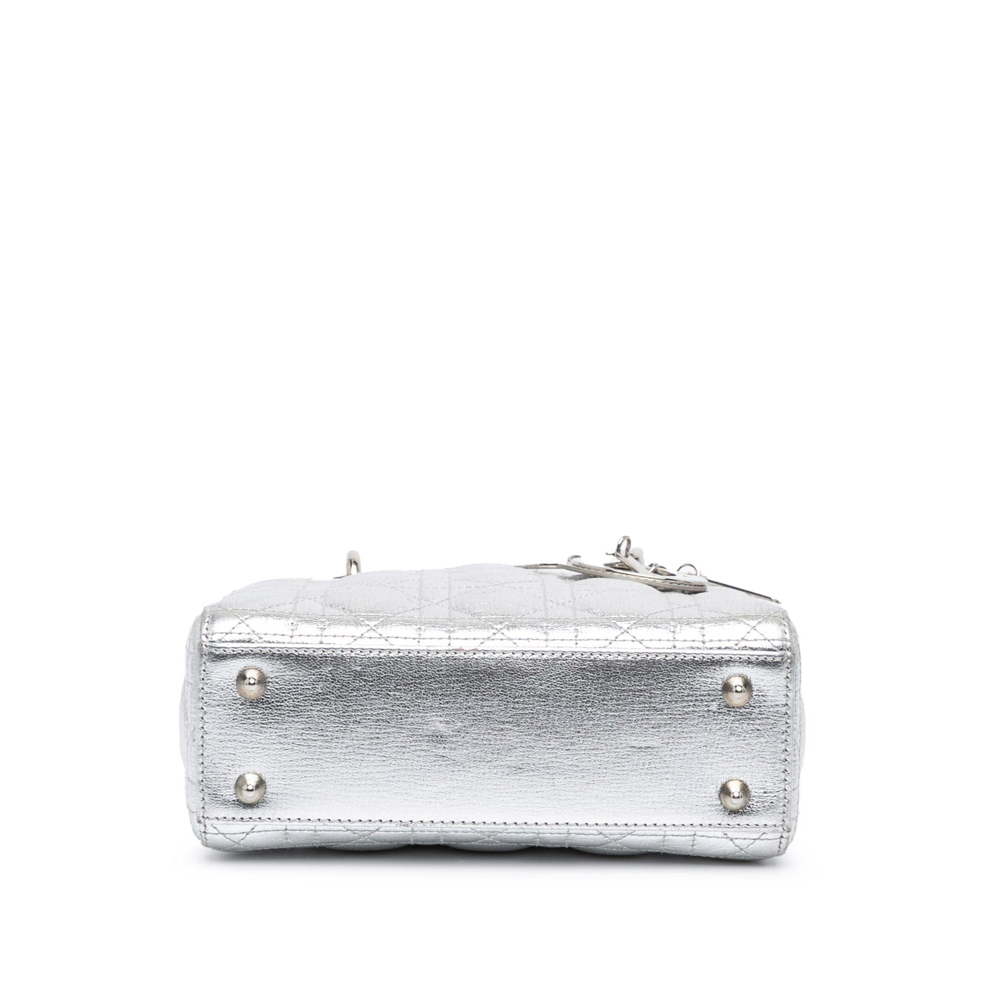 Dior Metallic Grained Calfskin Cannage My Abc Lady Satchel Small Satchel Bag