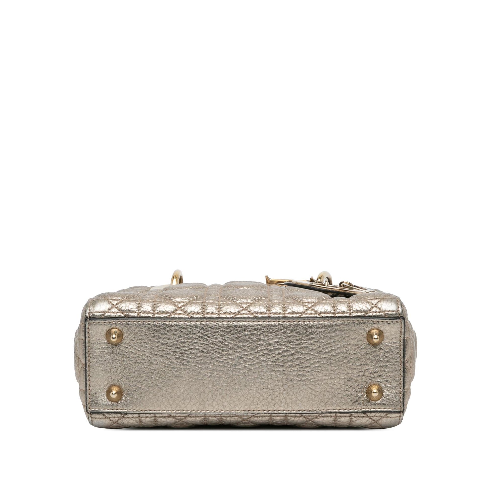 Dior Metallic Grained Calfskin Cannage Supple Lady Satchel Bag Small