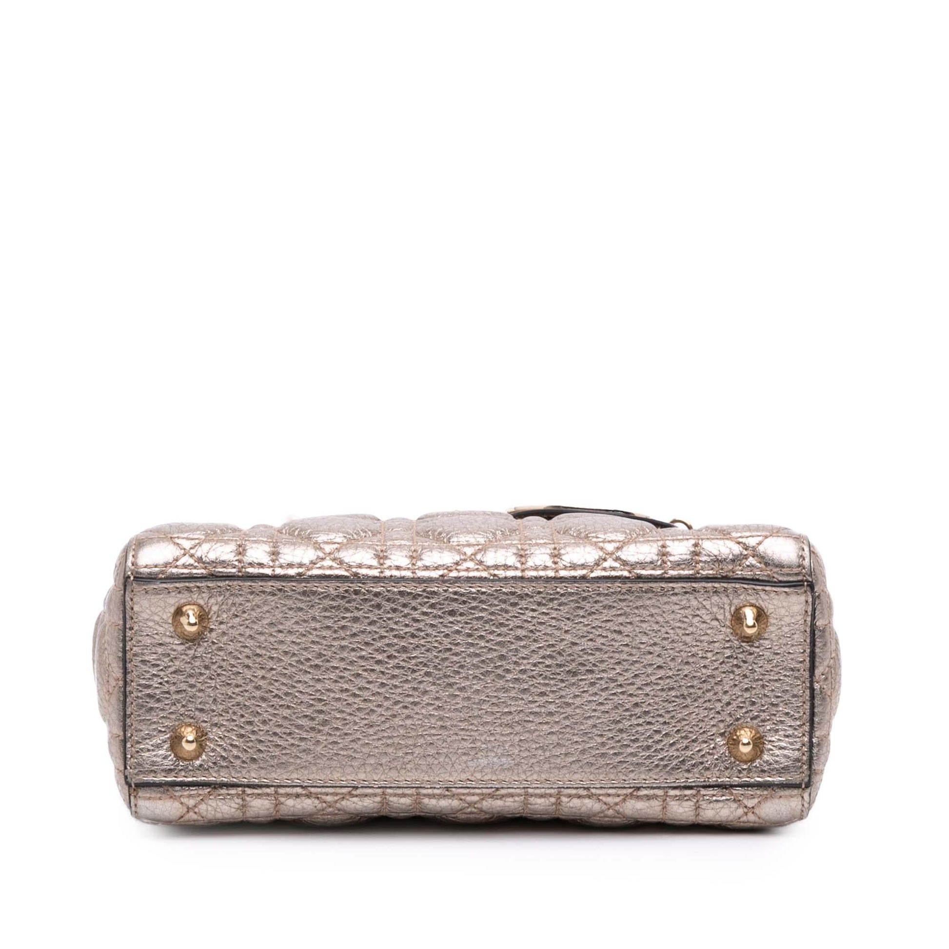 Dior Metallic Grained Calfskin Cannage Supple Lady Satchel Bag Small Supple Lady Dior
