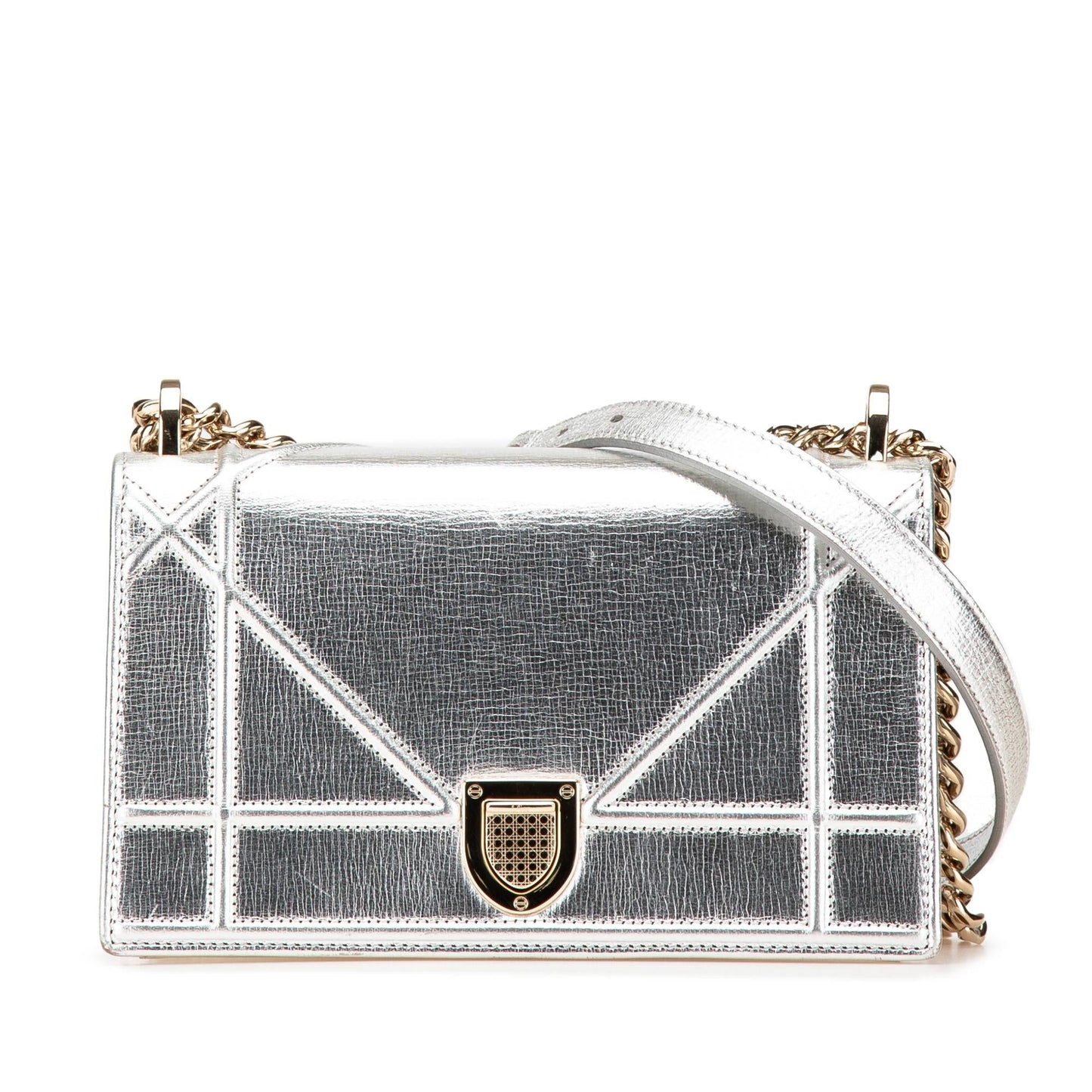 Dior Metallic Grained Calfskin ama Crossbody Bag Small Flap