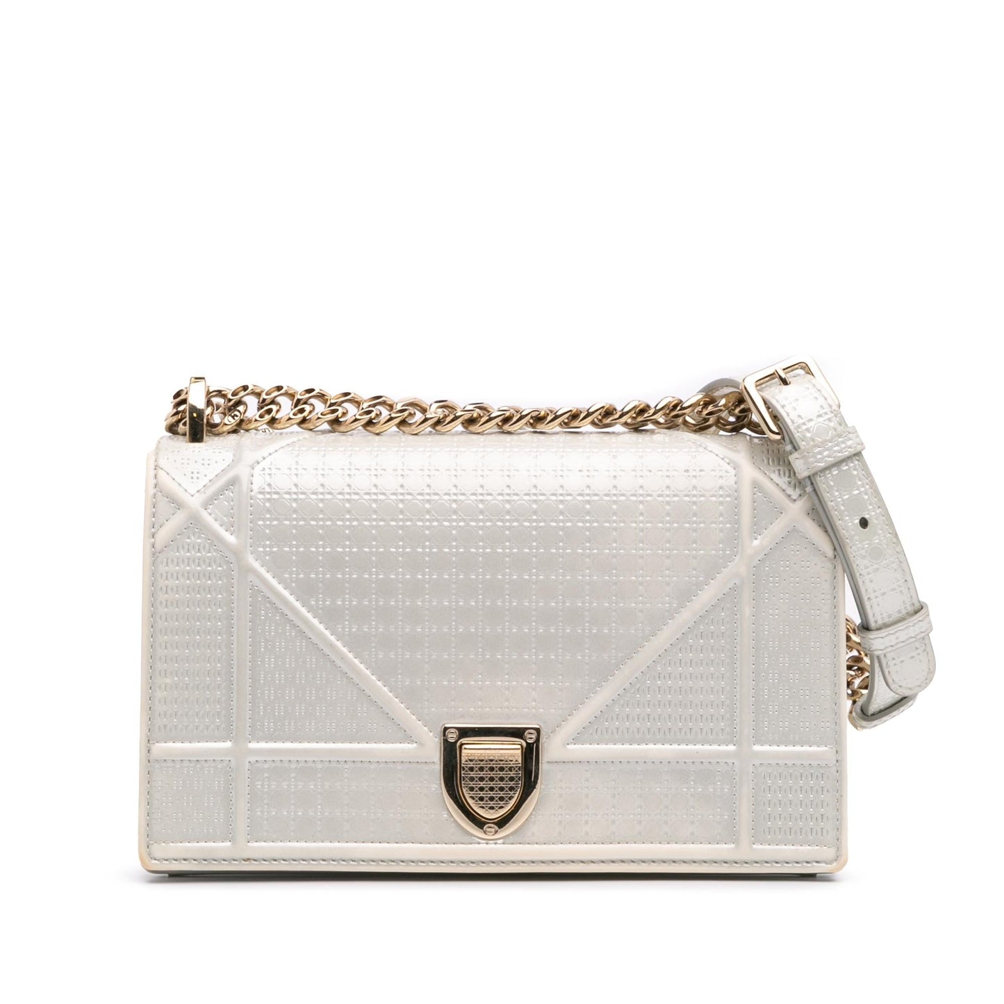 Dior Metallic Microcannage ama Crossbody Bag Patent Small Flap Diorama Flap 1