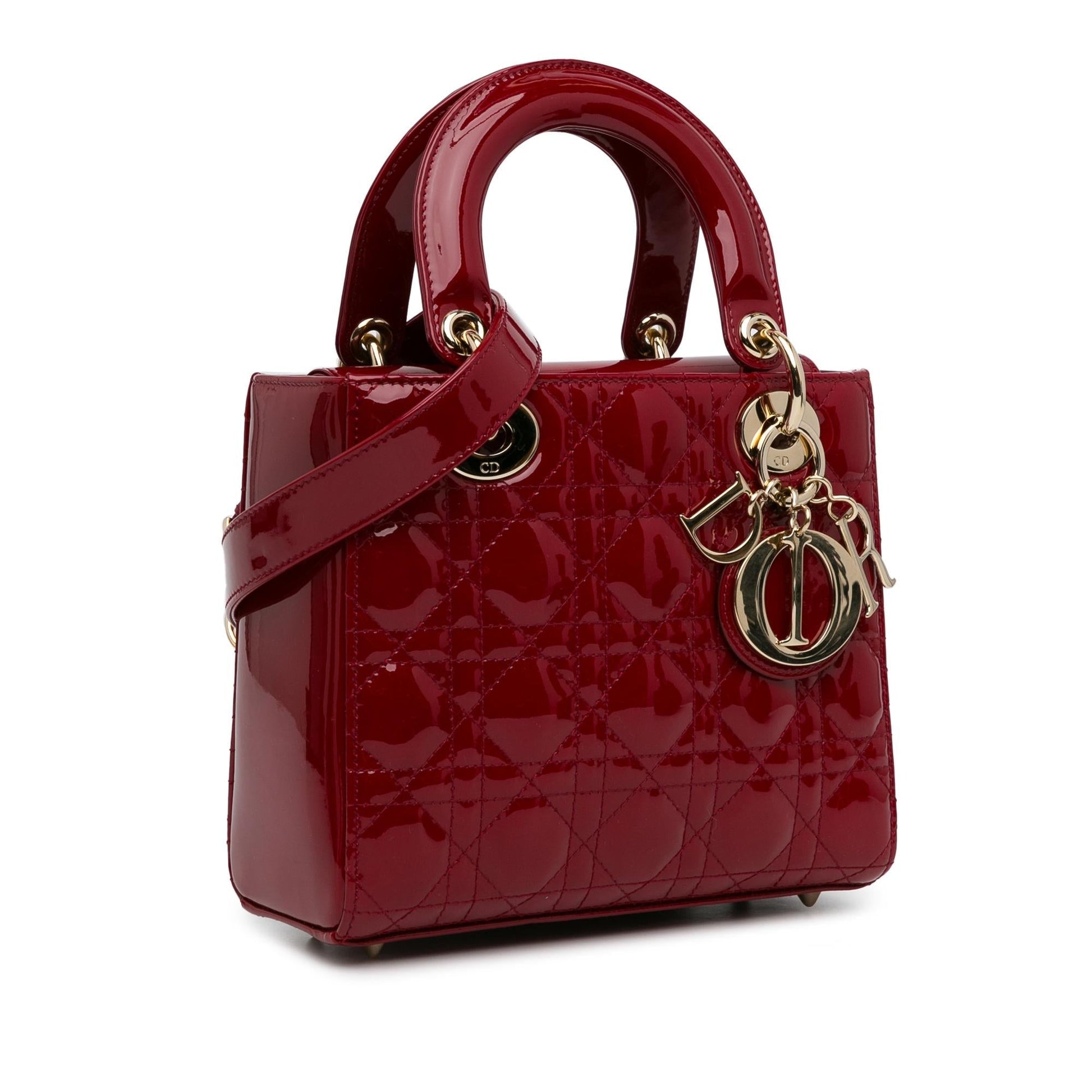 Dior Cannage Lady Shg Satchel Bag Patent Small Dior Shg Pzw9Fc