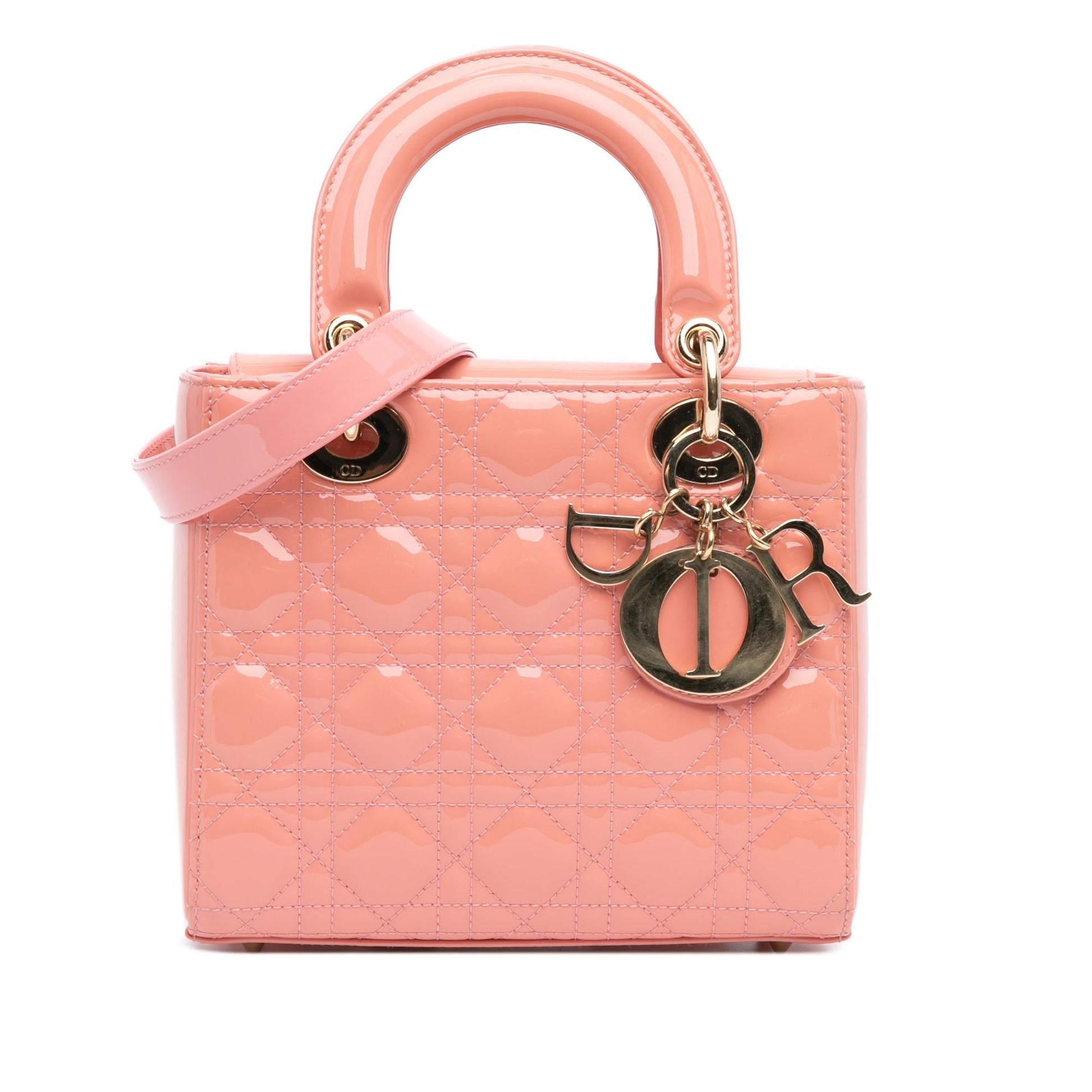 Dior Cannage Lady Satchel Bag Patent Small