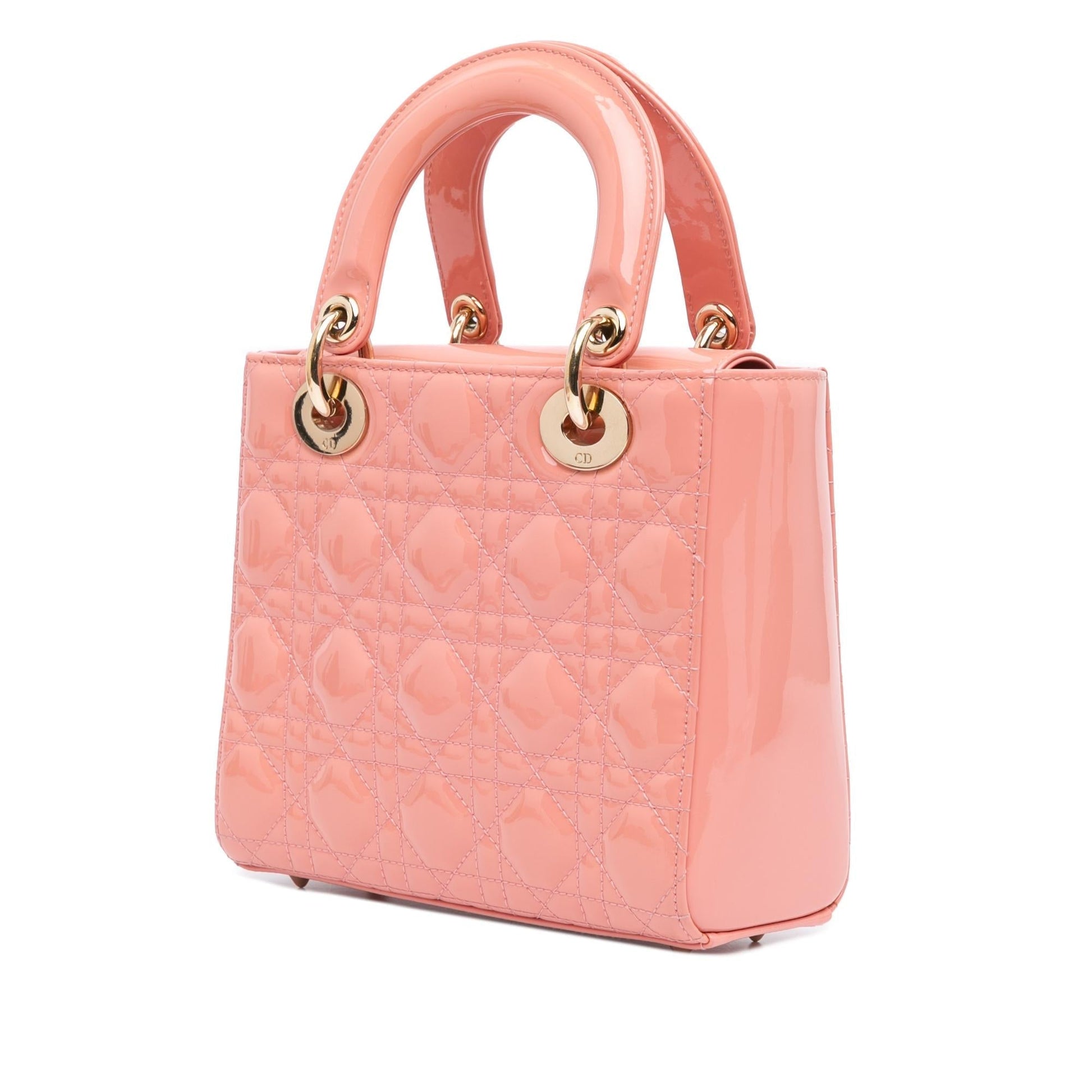 Dior Cannage Lady Satchel Bag Patent Small