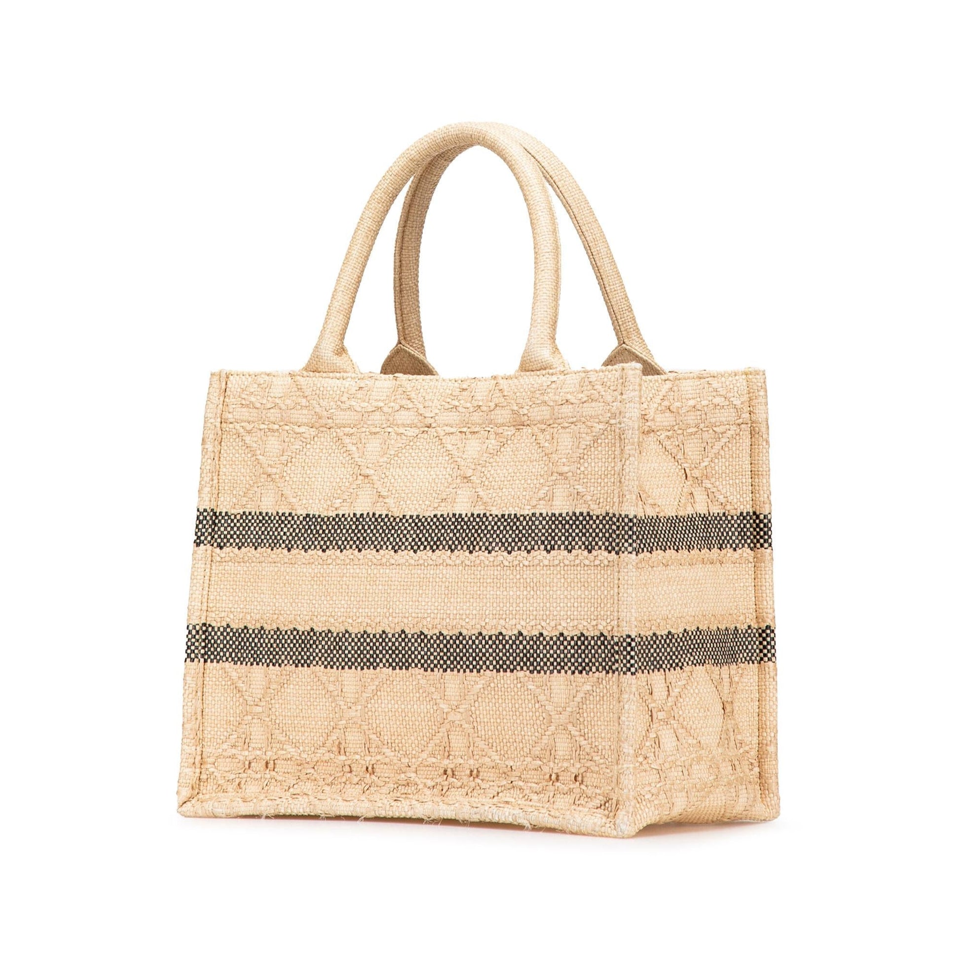 Dior Cannage Book Tote Raffia Small Tote Bag