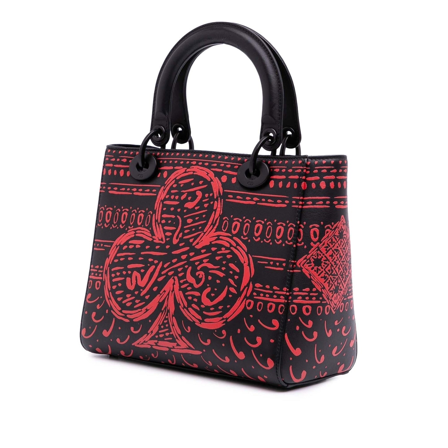Dior Smooth Calfskin Painted Heart Clover Lady Satchel Bag Small