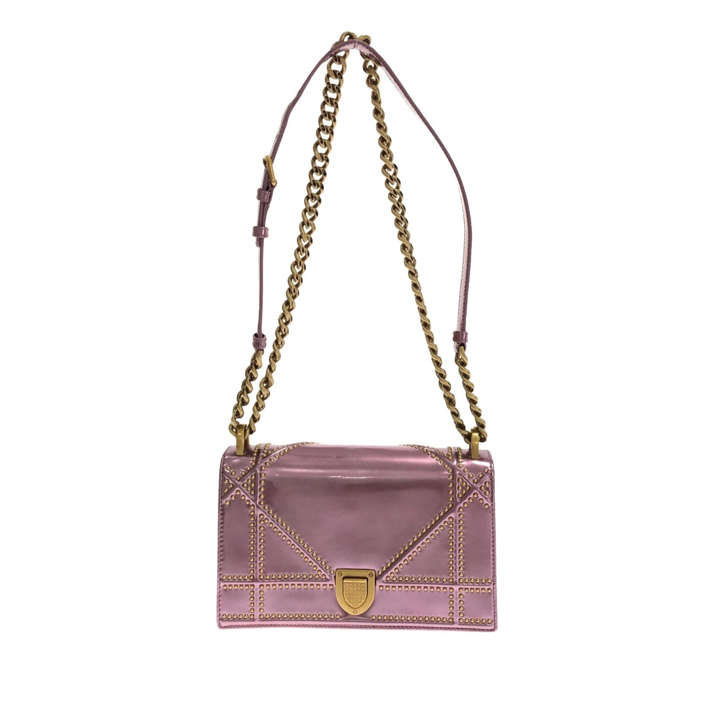 Dior Studded Metallic ama Shg D9Slum Crossbody Bag Patent Small Flap