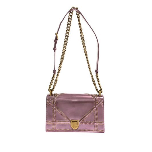 Dior Studded Metallic ama Shg D9Slum Crossbody Bag Patent Small Flap