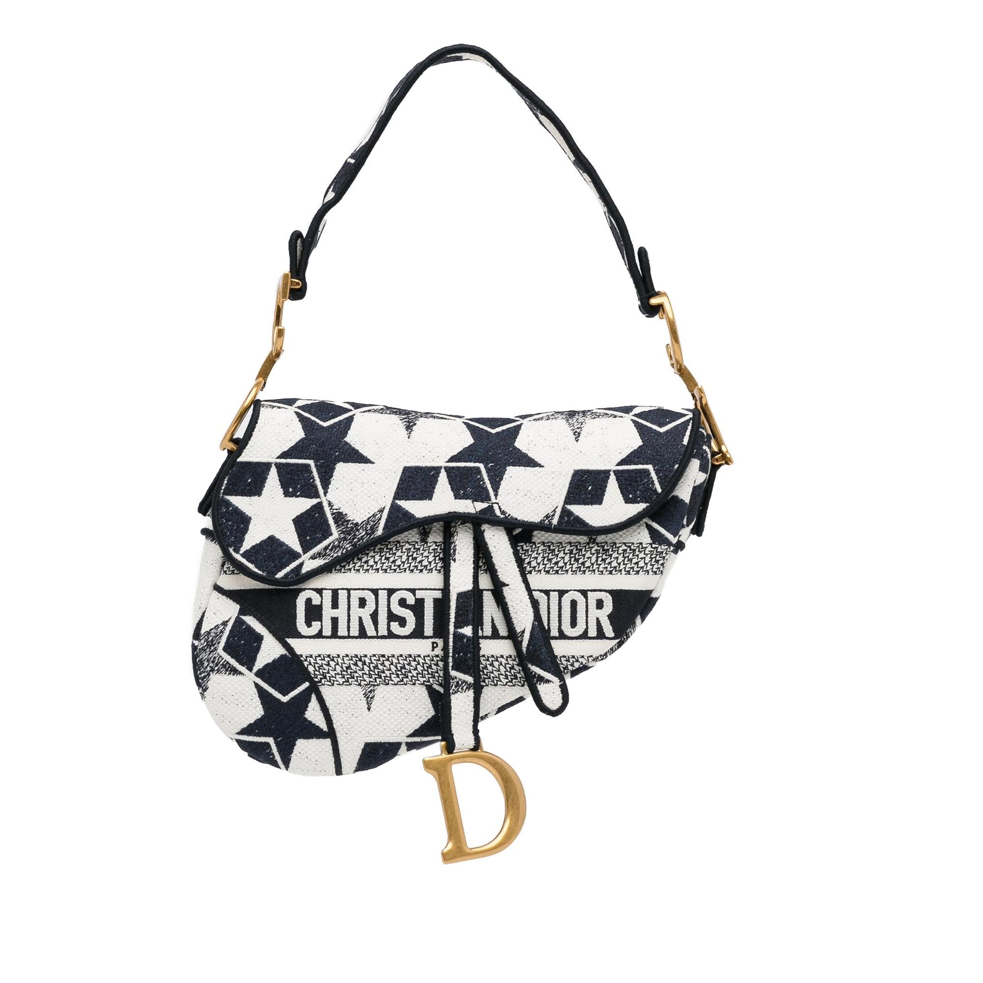 Dior Stars Saddle Bag Shg Mipqvc Canvas Embroidered Shoulder Bag