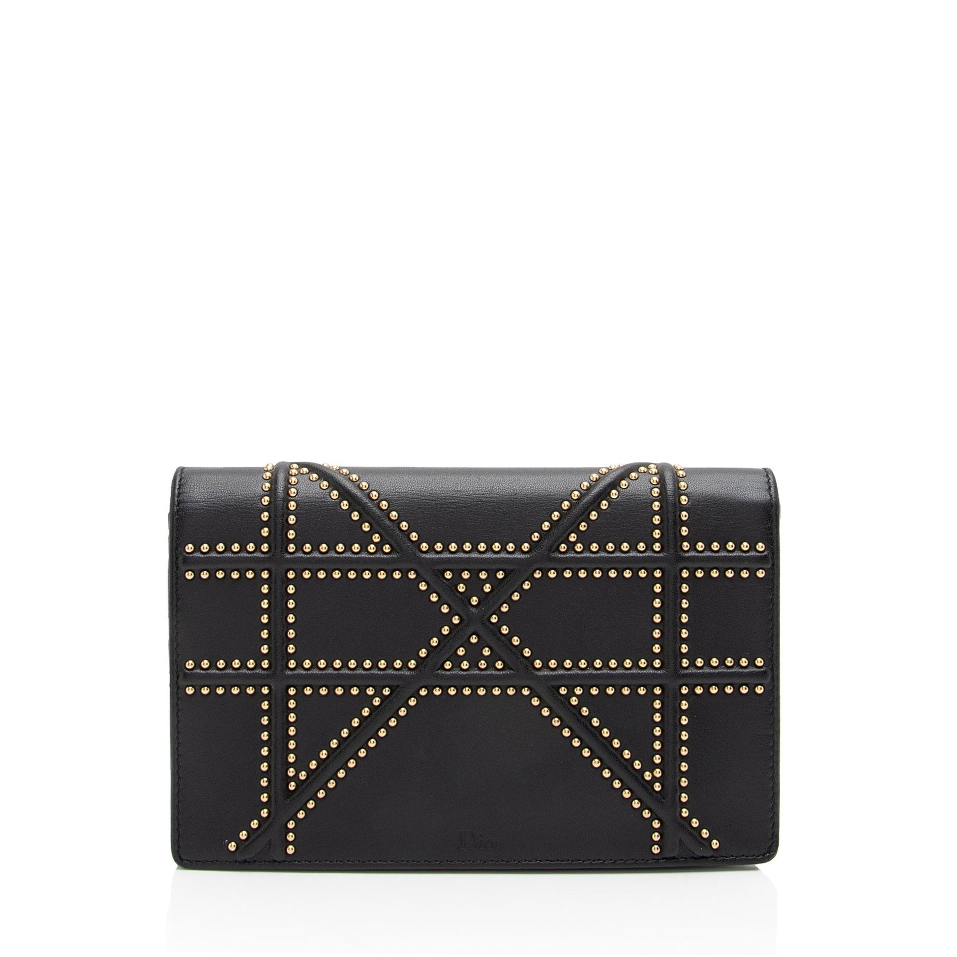 Dior Calfskin Studded ama Wallet On Bag Chain Crossbody Bag