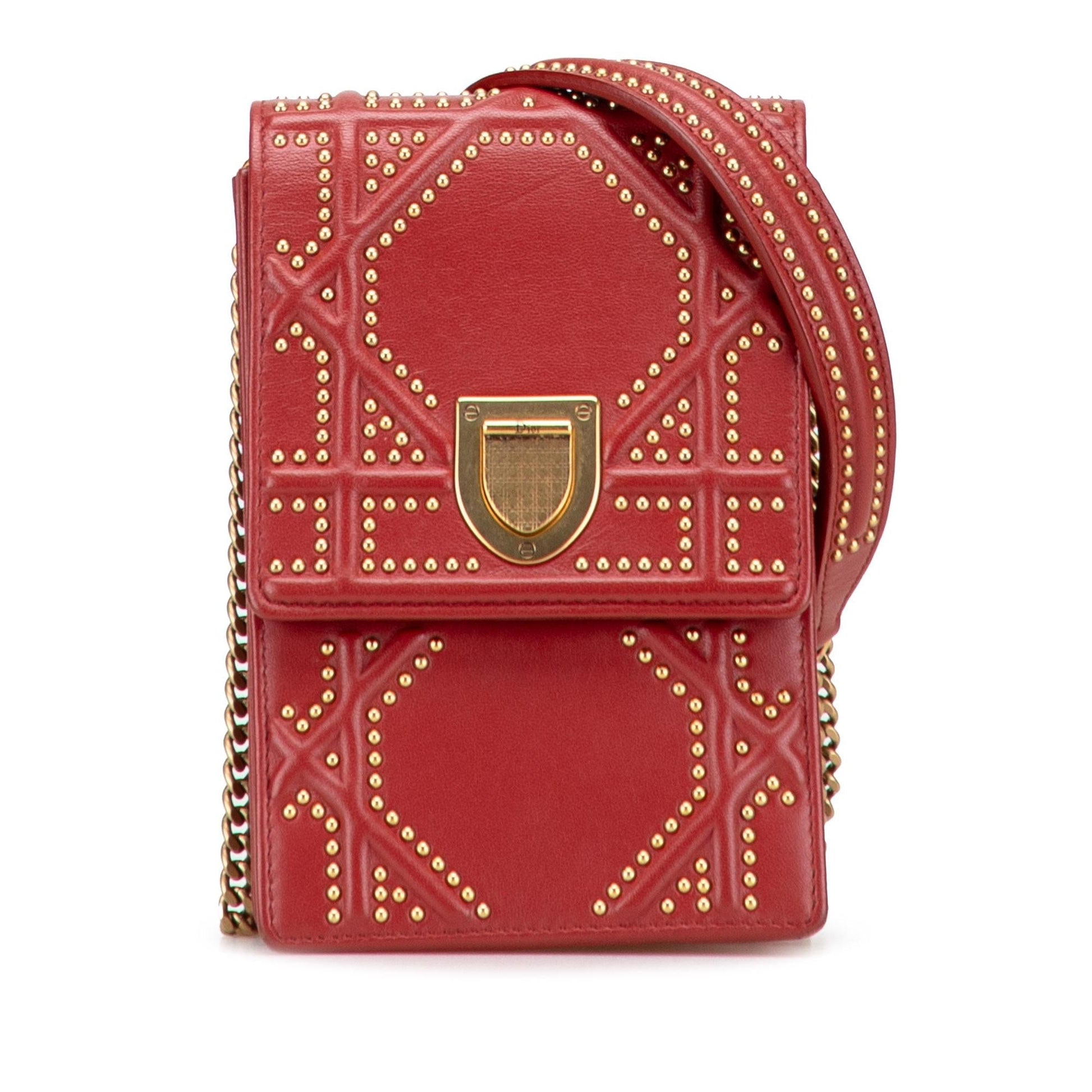 Dior Studded Vertical ama Crossbody Lambskin Crossbody Bag