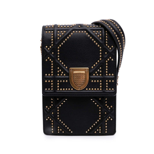 Dior Studded Vertical ama Crossbody Leather Crossbody Bag