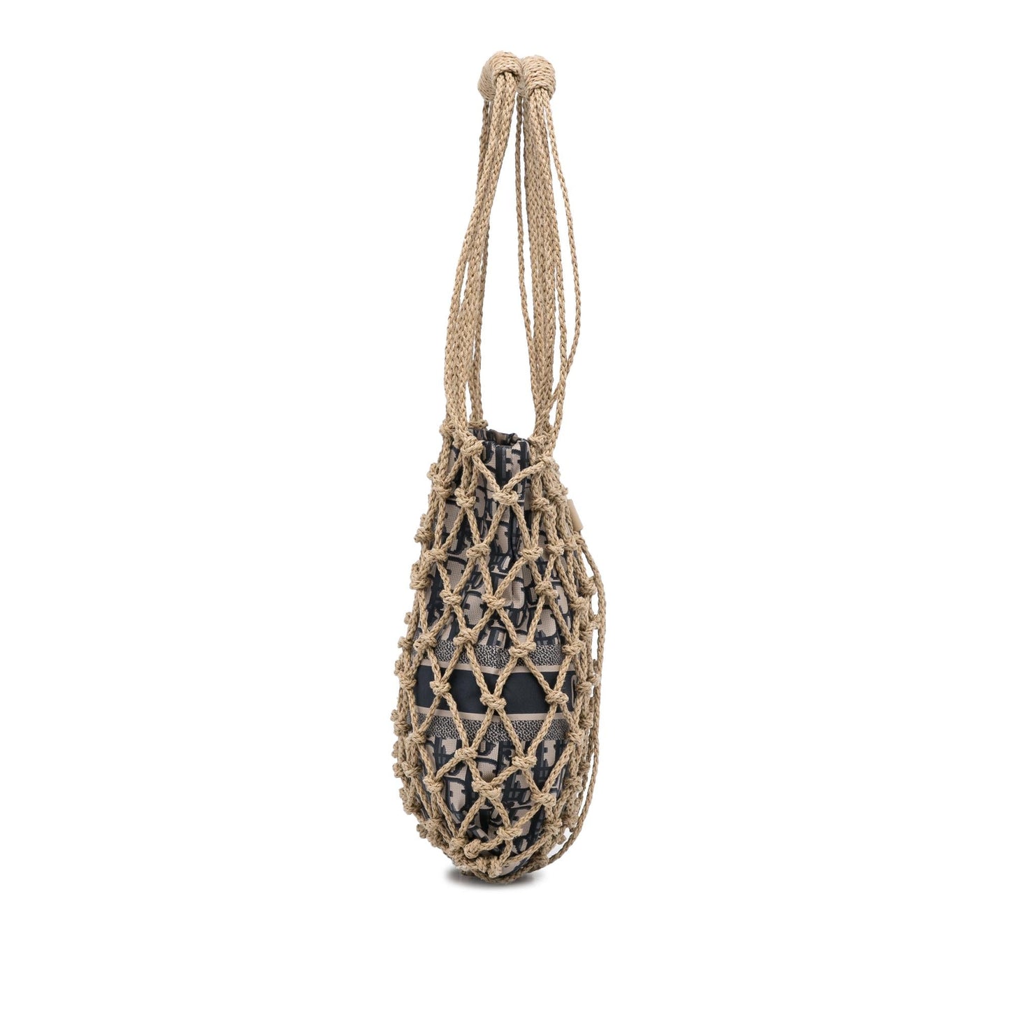 Dior Rope And Oblique Technical Fabric Net Bag Shg Woven Shoulder Bag