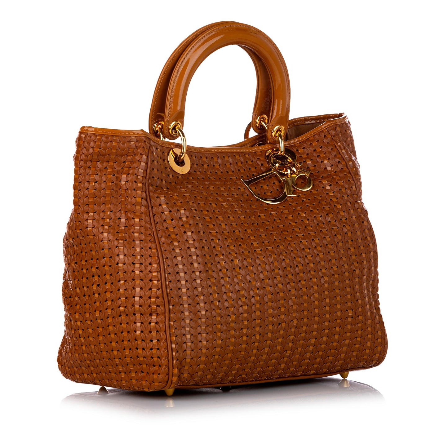 Dior Soft Lady Tote Bag Shg Leather Woven