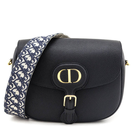 Dior Handbag Grained Calfskin Bobby Bag Black Large Flap