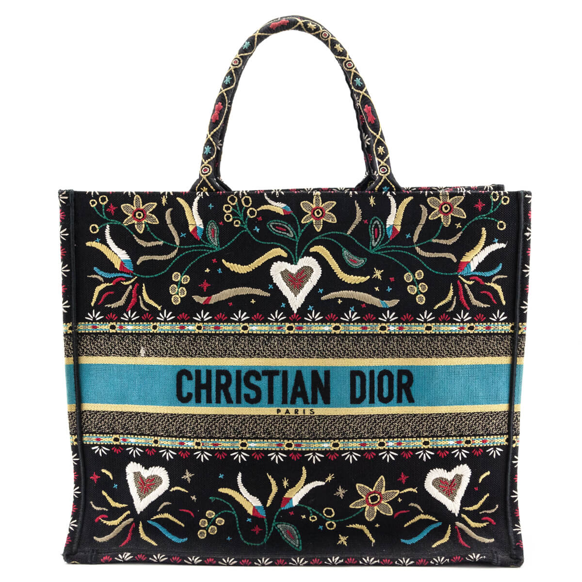 Dior Handbag Book Tote Black Multicolor Large Shoulder Bag