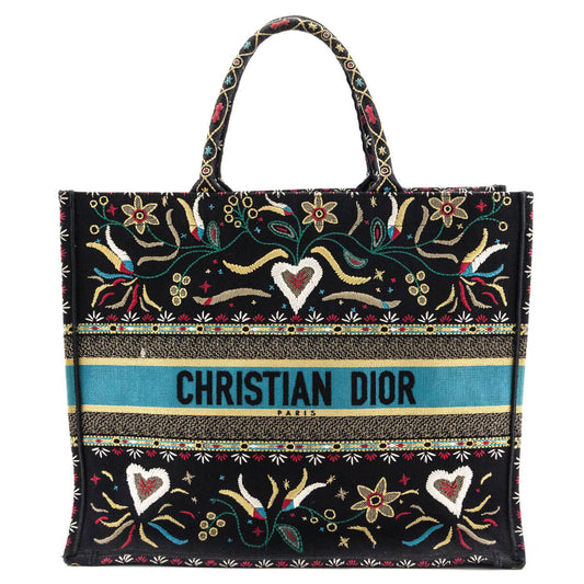 Dior Handbag Book Tote Black Multicolor Large Shoulder Bag
