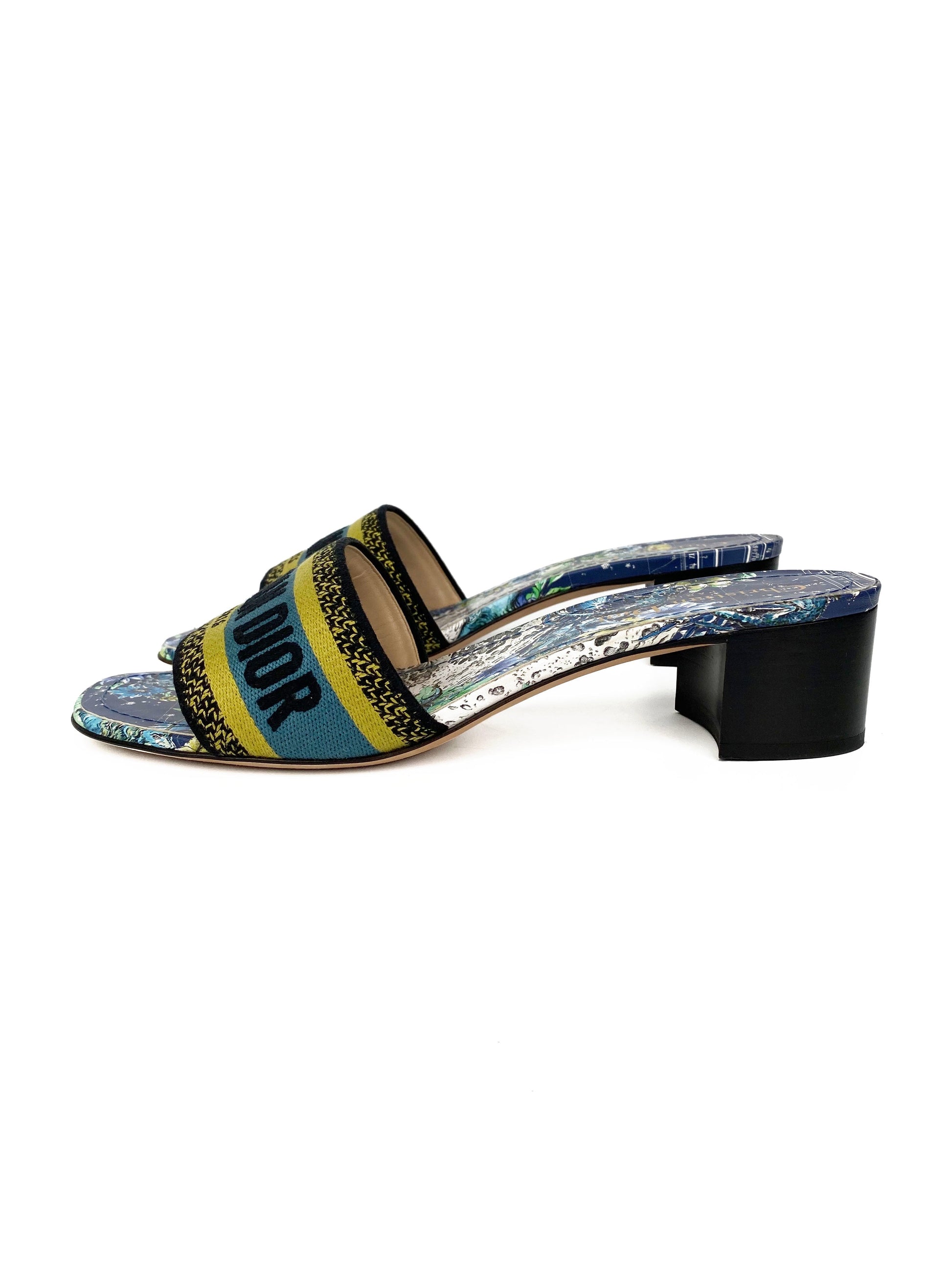 Dior Handbag & Dway Heeled Slides 39 Blue Green Shoes