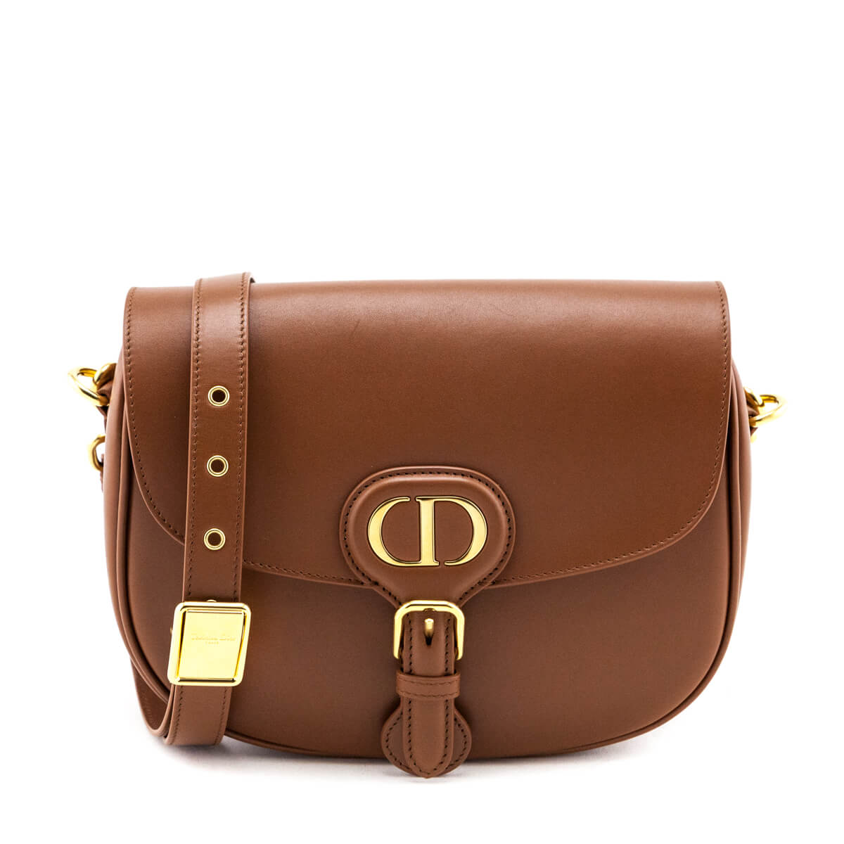 Dior Handbag Camel Box Calfskin Bobby Bag Medium Flap Clutch Bag