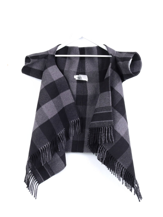 Dior Handbag Grey Check Fantaisie Scarf Jacket S Gray