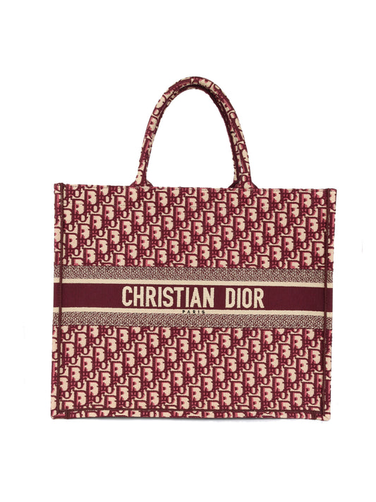 Dior Tote Bag Burgundy Oblique Book Tote Large