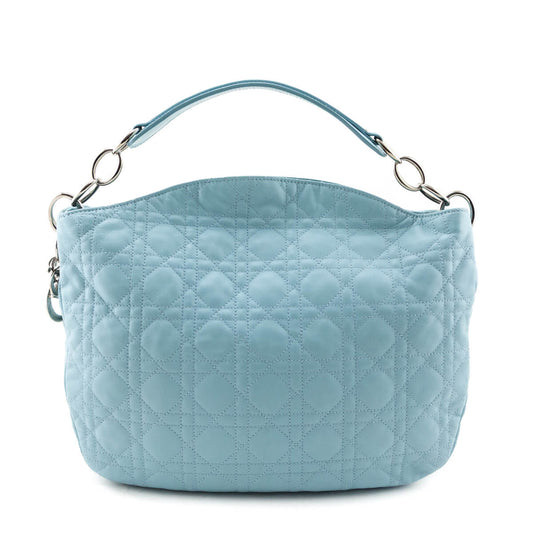 Dior Handbag Light Cannage Soft Hobo Lambskin Blue Medium Hobo Bag