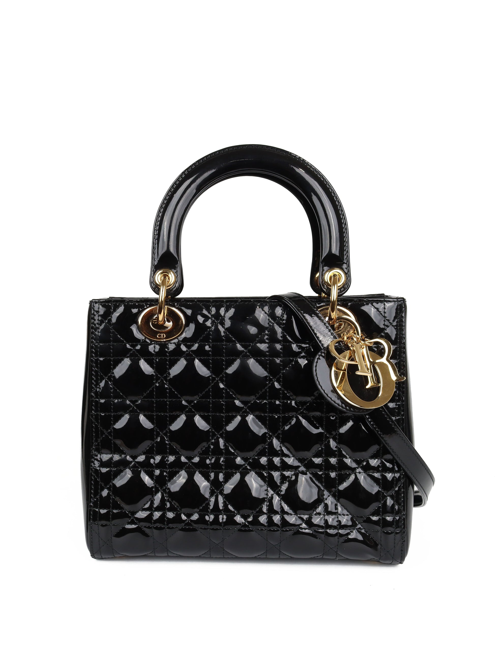 Dior Handbag Lady Bag Black Medium
