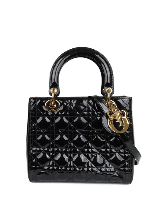 Dior Handbag Lady Bag Black Medium