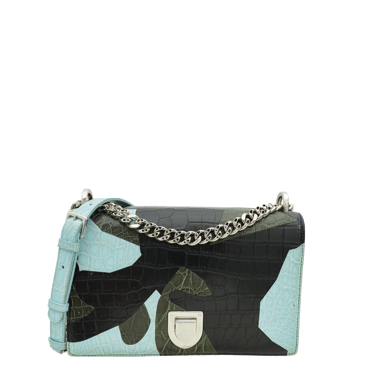 Dior Handbag Christian ama Crocodile Patchwork Bag Black Multicolor Medium Shoulder Bag