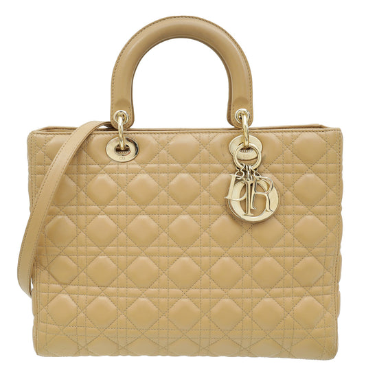 Dior Handbag Christian Lady Bag 4 Beige Large Shoulder Bag