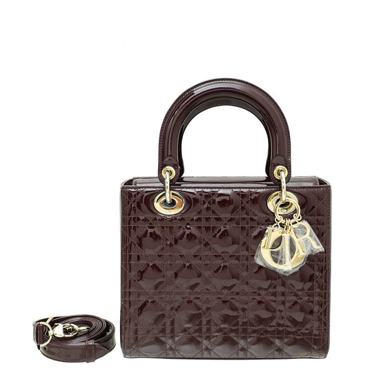 Dior Handbag Christian Burgundy Lady Bag Medium Shoulder Bag
