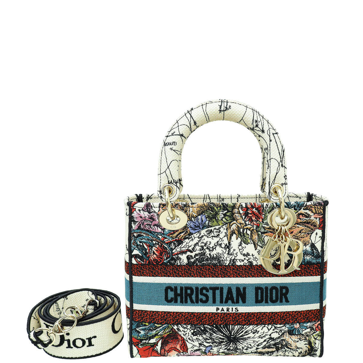 Dior Handbag Christian Lady D-Lite Constellation Embroidery Bag Multicolor Medium Shoulder Bag