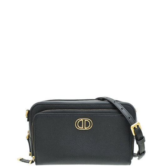 Dior Handbag Christian Caro Double Pouch Camera Bag Black Shoulder Bag