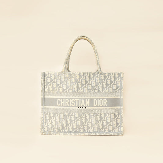 Dior Handbag Christian Grey Oblique Book Tote Bag 3 Gray Medium