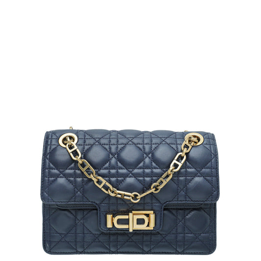 Dior Handbag Christian Miss Lined Bag Blue Navy Chain Shoulder Bag
